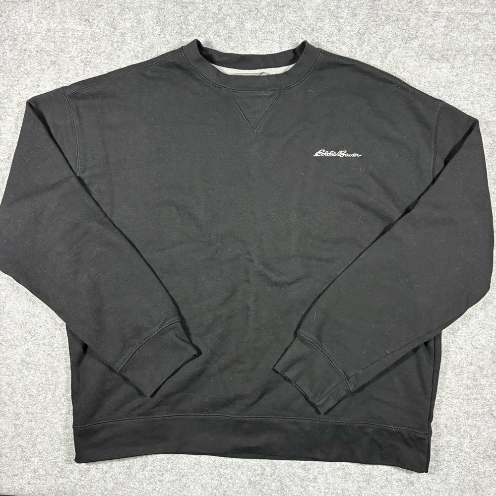 Eddie Bauer Black Crewneck Sweatshirt Men’s 2XL Fits Oversized Medium
